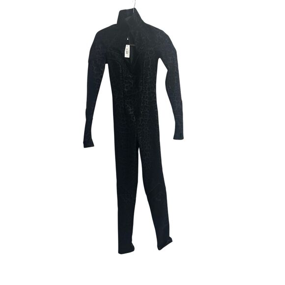NWT Trashy Matte Black Leopard Print Widow Catsuit Size S - Picture 1 of 9